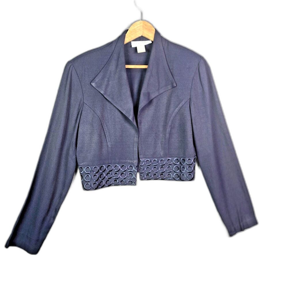 Vintage Betsys Things Navy Embroidered Cropped Bolero 10
